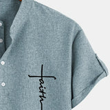 Kristóf™ | Elegant short-sleeved shirt with stand-up collar