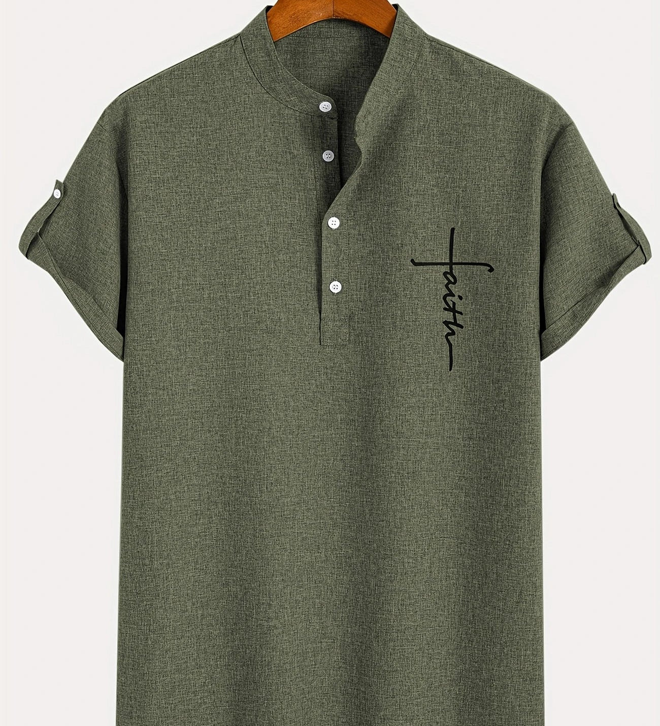 Kristóf™ | Elegant short-sleeved shirt with stand-up collar