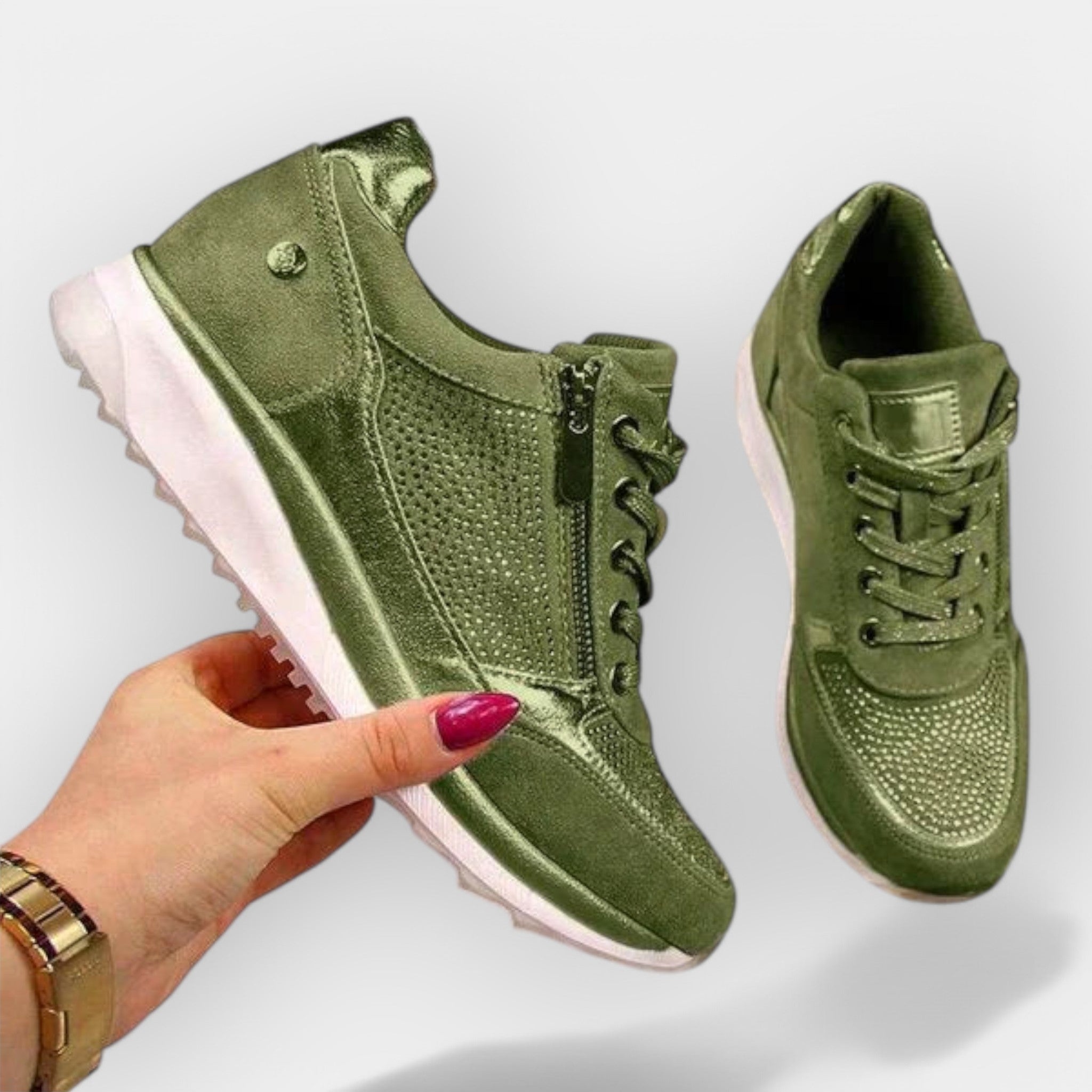 Anatomical sneakers with zippers