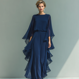 Rózsás Tengerészkék Chiffon Szett