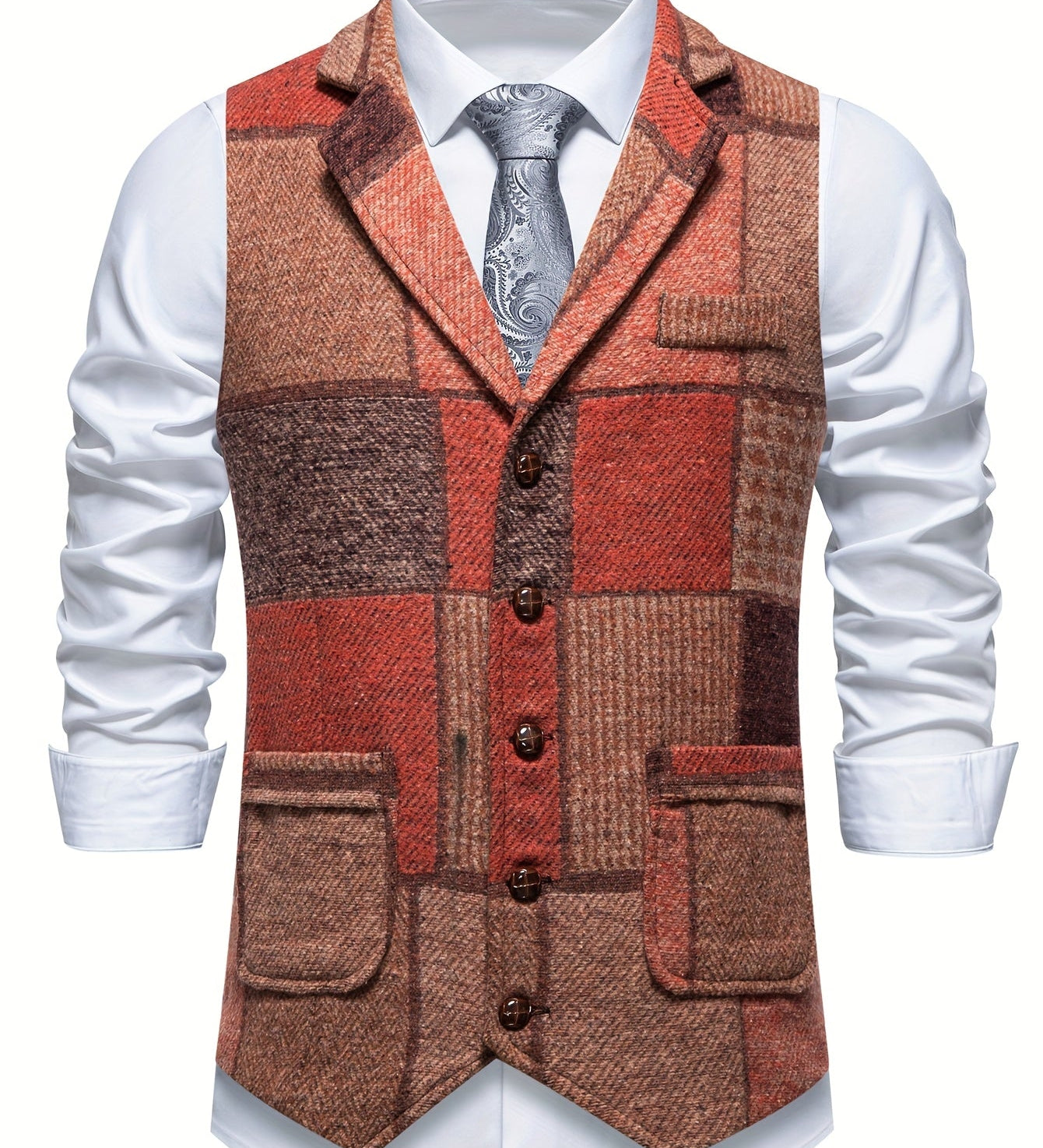 Férfi halszálkás tweed mellény