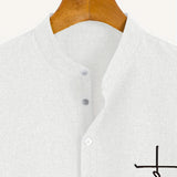 Kristóf™ | Elegant short-sleeved shirt with stand-up collar