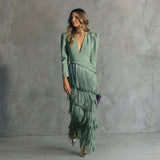 Gabriela - Long V-neck Moulded Dress