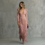 Gabriela - Long V-neck Moulded Dress