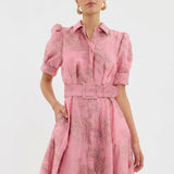 Matilde - Long Floral Jacquard Dress with Belt