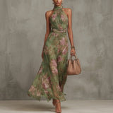 Filipa - Long Floral Halter Dress