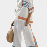 White Daisy ethnic sets with blue and orange details – unique and vibrant style
