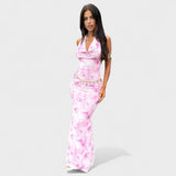 Mara - Pink Floral Print Dress