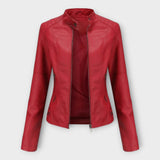 Elegant leather jacket with a modern cut and timeless style