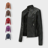 Elegant leather jacket with a modern cut and timeless style