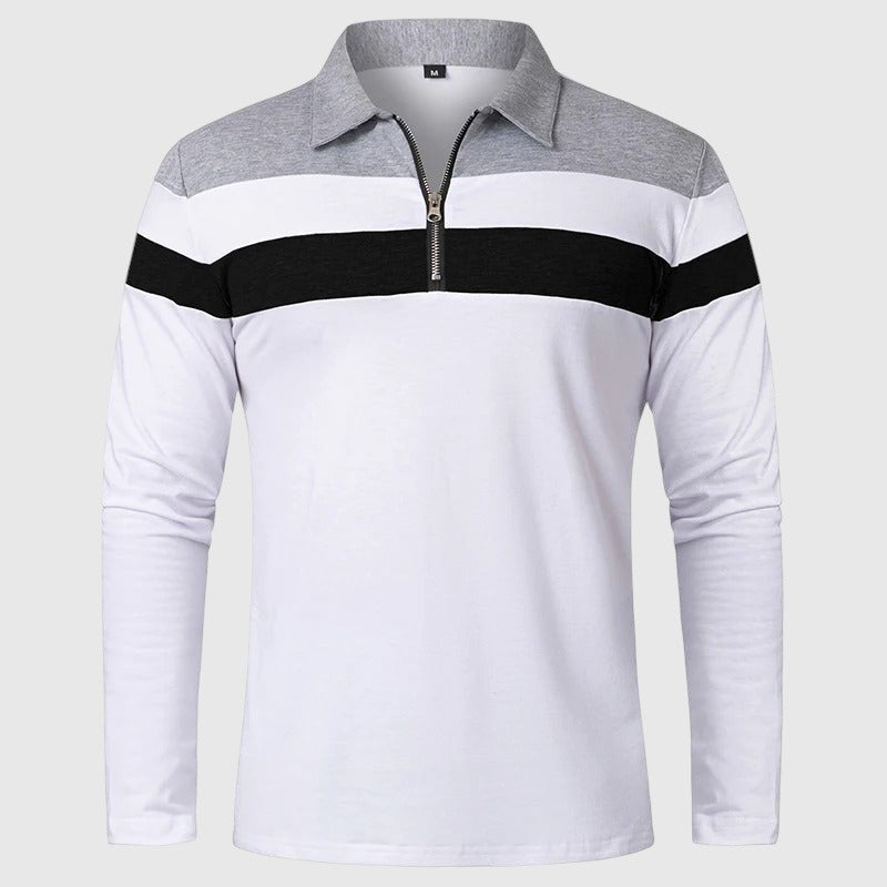Ábel - Elegant sweater with zipper and stripes