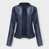 Elegant leather jacket with a modern cut and timeless style