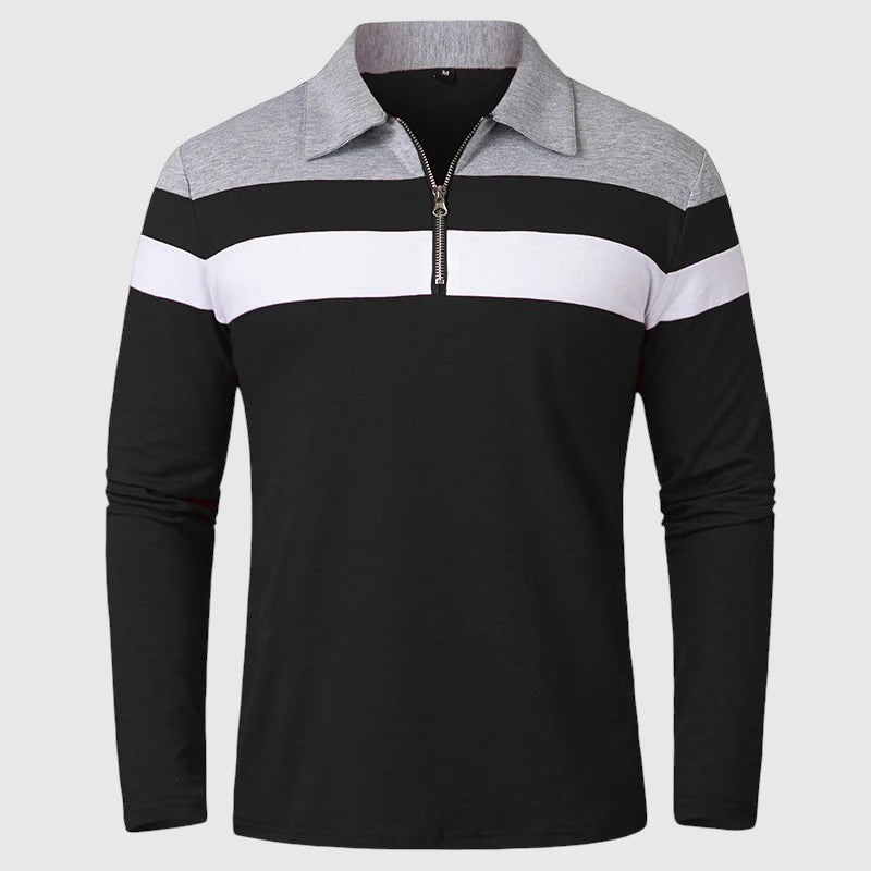 Ábel - Elegant sweater with zipper and stripes
