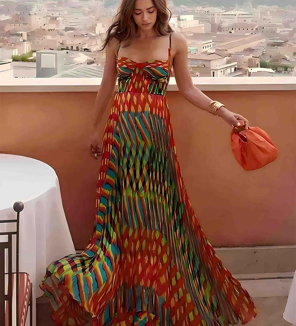 Aria – Abstract Patterned Maxi Dress